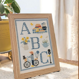 刺繍キット　青のサンプラーの画像