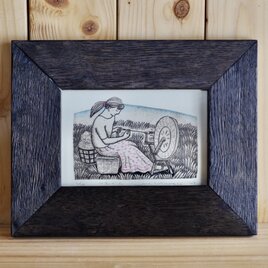「つむぐ人」紙版画　の画像