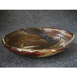 食器　焼締め墨模様中鉢　陶芸家オリジナル陶器（6）