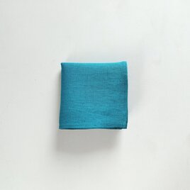 【Mothers day】日用品店（布）リネンのハンカチ  40cm×40cm 【 ターコイズグリーン 】の画像