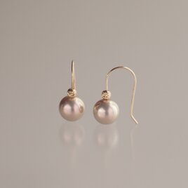 パールフックピアス K18YG 色：パープル 色：ブロンズの画像