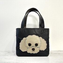 本革★パッチワーク★手縫い　カバン　お散歩バッグ　ハンドメイド　トイプードル　プードル　チワプーの画像