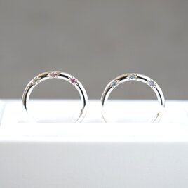 【細・4石ver】選べる誕生石 埋め込み石のベーシックリング / SV925の画像