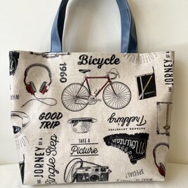 ラミネートトートバッグ　自転車　カメラの画像