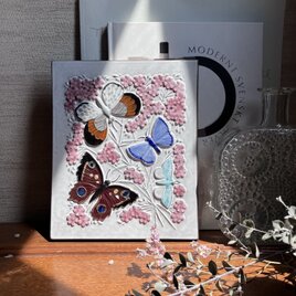 Jie Gantofta/ジィガントフタ●白いお花の陶板画●北欧　美品