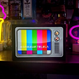 TV テレビ 放送終了 試験放送 昭和レトロ ブラウン管 画面 玩具 ミニチュア 看板 置物 玩具 雑貨 ライトBOXの画像