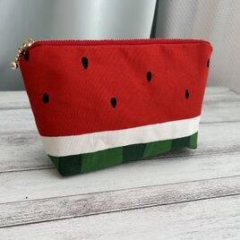 赤いスイカのポーチ(中もタネあり)