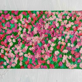 16×23㎝「ピンクの花畑」油彩・原画・サムホールサイズの画像