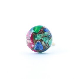 Mosaic art イヤーカフ トルマリン 一点もの 緑  青 ピンク 重ね付け 10月誕生石 天然石 ギフト