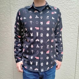 長袖安曇野木綿シャツ（日本郷土玩具柄）の画像