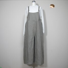 カラーリネン◆サロペットパンツ◆オールドカーキ（期間限定色）◆S・M・L・LL（中厚リネン100％）の画像