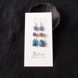 【SV】Tanzanite × Moonstone × Kyanite Earrings／ミックスストーンピアス（ブルー）