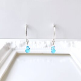 〈痛くない〉～イヤリング～シルバーリング×1粒ガラスフェイクピアス〈スカイブルー〉(両耳用)(調節可能)の画像