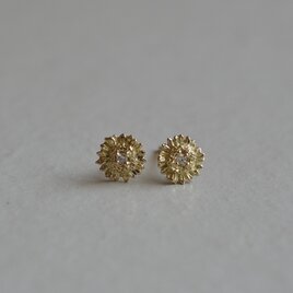 K18ペアピアス　向日葵と雫の画像