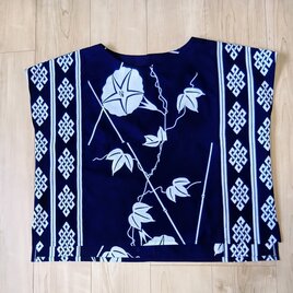 浴衣リメイクトップス　朝顔×宝結びの画像