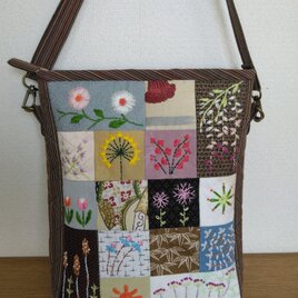 パッチワークと刺繍のショルダーバッグ　67の画像