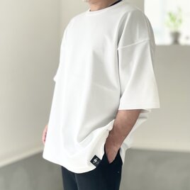 『2025新作』【ユニセックス】ビッグシルエット ニットTシャツ【ホワイト】の画像