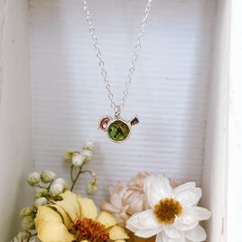あなたの涙が小さな味方に　ナミダひよこのトルマリンネックレス（グリーン）　silver925