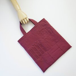 小さな布たちの手提げバッグ　ボルドー