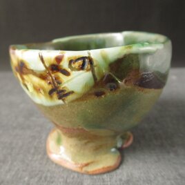 酒器　織部釉高台付ぐい呑　陶芸家オリジナル陶器(28)の画像