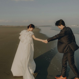 実例写真！ボレロ 長袖 クラシカル 流れる透け花レース 花嫁  