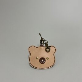 栃木レザーくまちゃんチャーム◆ナチュラル　キーホルダー　バックチャーム　ショルダーバック　母の日ギフトの画像