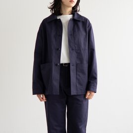 cotton herringbone coverall jacket/faded navyの画像