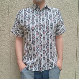 半袖和柄シャツ（達磨つなぎ模様）の画像