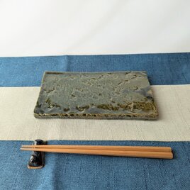 織部足付き板皿　【手仕事　民藝　和　陶器】の画像
