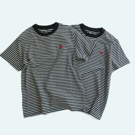 ワンポイント刺繍/プレミアムコンフォートボーダーTシャツ5.3オンスの画像