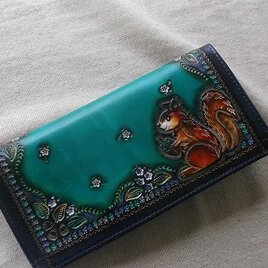 ※特注品ページ　レザークラフト長財布　リスの画像