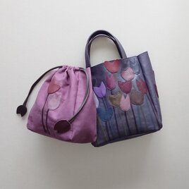 purple tulip leather 3way toteの画像