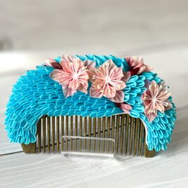 つまみ細工髪飾り　花櫛「桜が咲いた」の画像