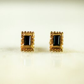 onyx classic frame pierce ・一粒ピアス・オニキス /送料無料の画像