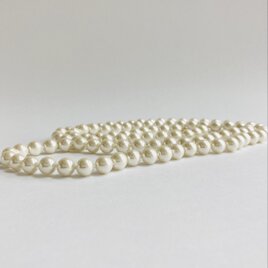 ガラスパール2Wayオールノットロングネックレス/8mm約90cm/Lt.クリーム/G/made in japanの画像