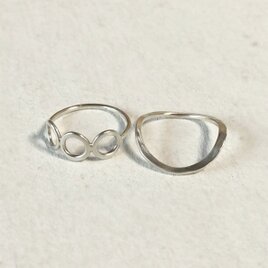 【一点限り】シルバー まるまる丸リングと平打ちカーブリング 12号/ 2本セット/silverリングの画像