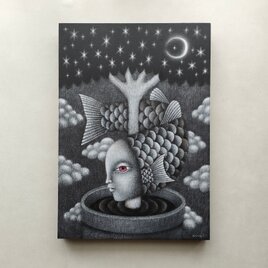 原画「星空の木」木製パネル A4の画像