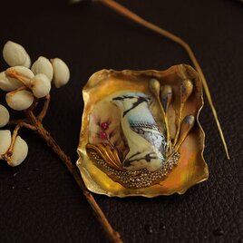 Tiny Art＊blue jay＊アオカケス＊ヴィンテージ＊真鍮ブローチ＊no.735の画像