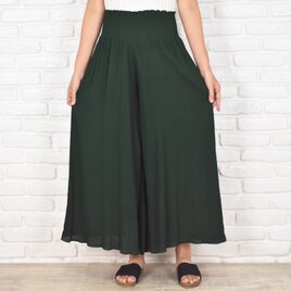 新色追加！涼しげリラックスワイドフレアパンツ　キュロットパンツ　＜ボトルグリーン＞の画像