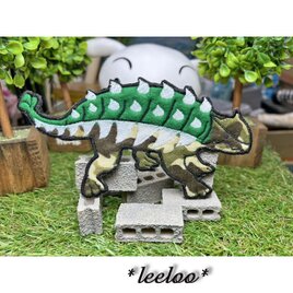 人気の恐竜アンキロサウルス/カモフラージュｂ★大ワッペン緑迷15-1枚の画像