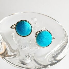 セピア（大）【Sky Blue】 七宝焼のイヤリング 純銀張七宝の画像