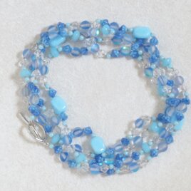 Blue sparkling オールノット仕上げのロングネックレス