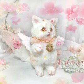 春咲桜子猫　完全オリジナル 可動　桜　蝶々 猫　ネコ　羊毛フェルト　アートドールの画像