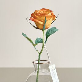 《和紙の花》そのまま飾れるクリアケース入り|植物標本みたいなインテリアフラワー|オレンジバラの画像