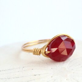 レッドジェイド ローズカット　Wire　Ringの画像