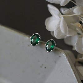 ピアス 一粒 1粒 エメラルドの画像