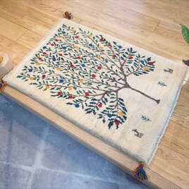 ペルシャ ギャッベ リビング ラグ 195x155cm 黄金色 枠 RJ6361 ペルシャ ギャッベ リビング ラグ 195x155cm 黄金色 枠 RJ6361