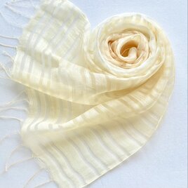 さらふわ涼やかボーダー＊蜂蜜色×淡黄色＊シルクストールのコピーの画像