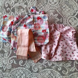 誕生日プレゼント SD13タイプ用 振袖セット 新品正絹ブルーブラウン現代柄 | iichi 服、靴