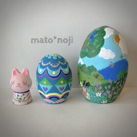 イースター　マトリョーシカ　イースターエッグとうさぎマト　3人組の画像